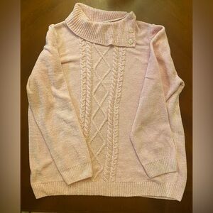 Grandmacore Ballet Blush Pink LARGE Cable Knit Sweater